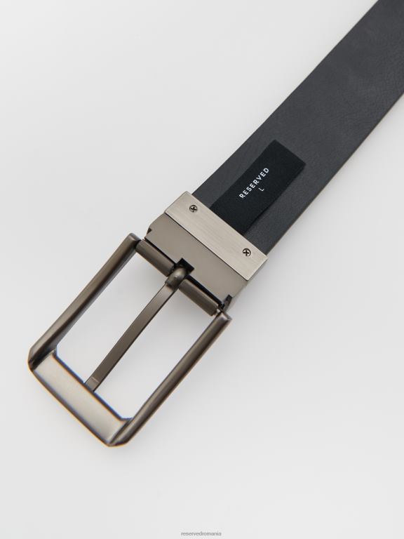 negru Reserved bărbați accesorii centura cu catarama 648HZ1696