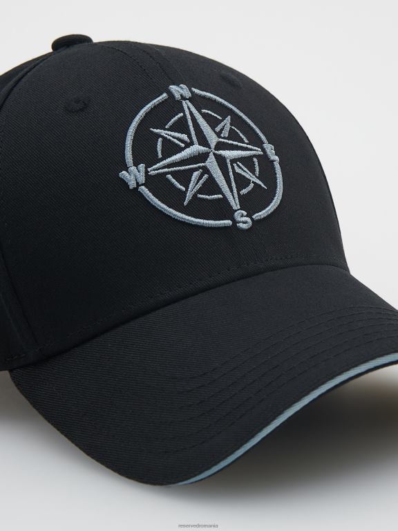 negru Reserved bărbați accesorii șapcă cu broderie 648HZ1662