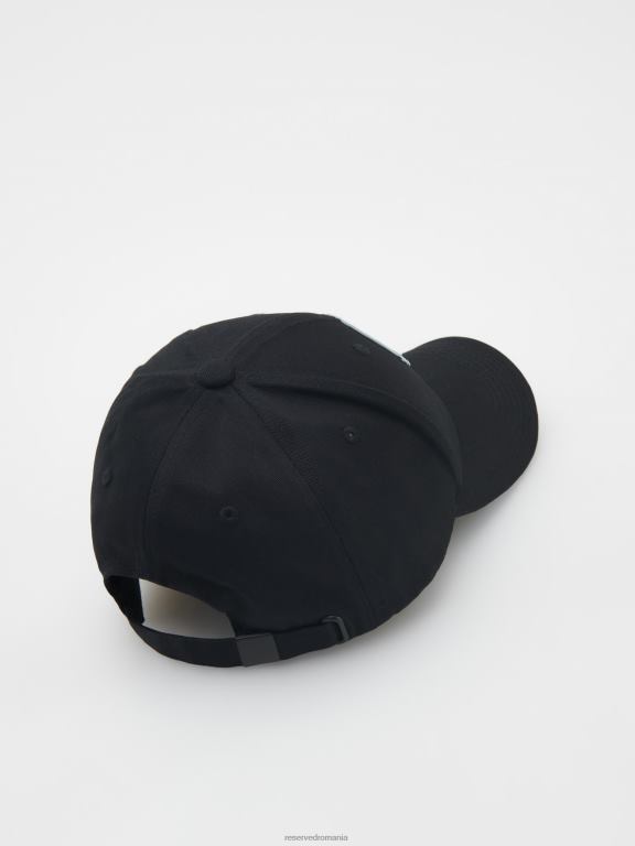 negru Reserved bărbați accesorii șapcă cu broderie 648HZ1662