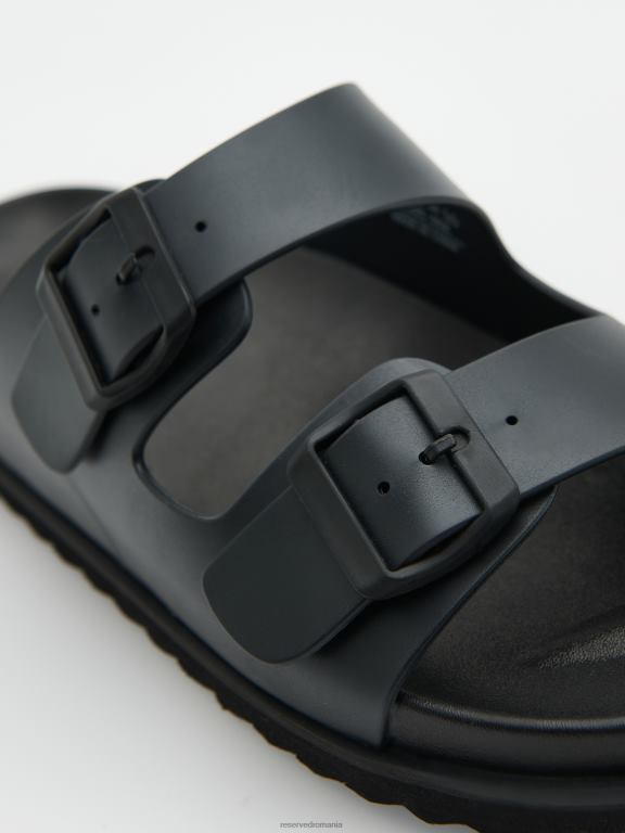 negru Reserved bărbați pantofi glisoare simple 648HZ1655