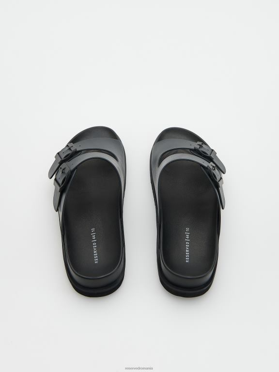 negru Reserved bărbați pantofi glisoare simple 648HZ1655