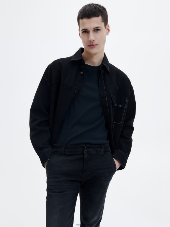 negru Reserved bărbați îmbrăcăminte blugi chino subțiri 648HZ1583