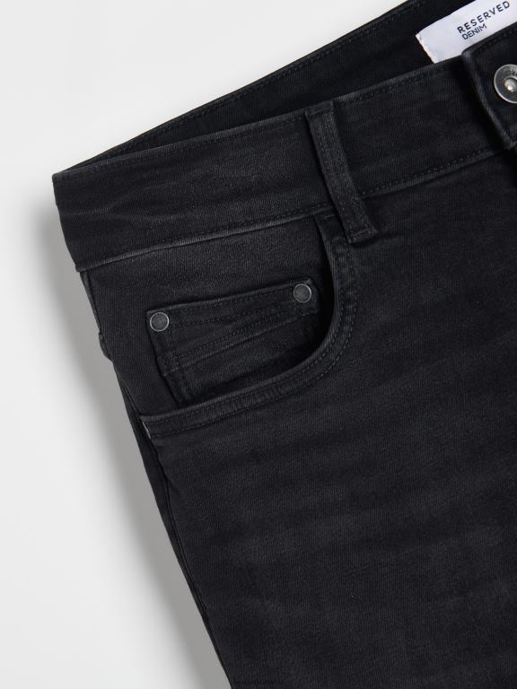 negru Reserved bărbați îmbrăcăminte blugi morcov slim 648HZ1567