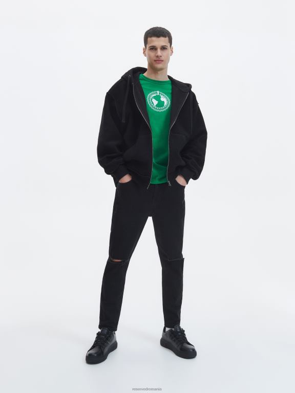 negru Reserved bărbați îmbrăcăminte blugi morcov slim 648HZ1574