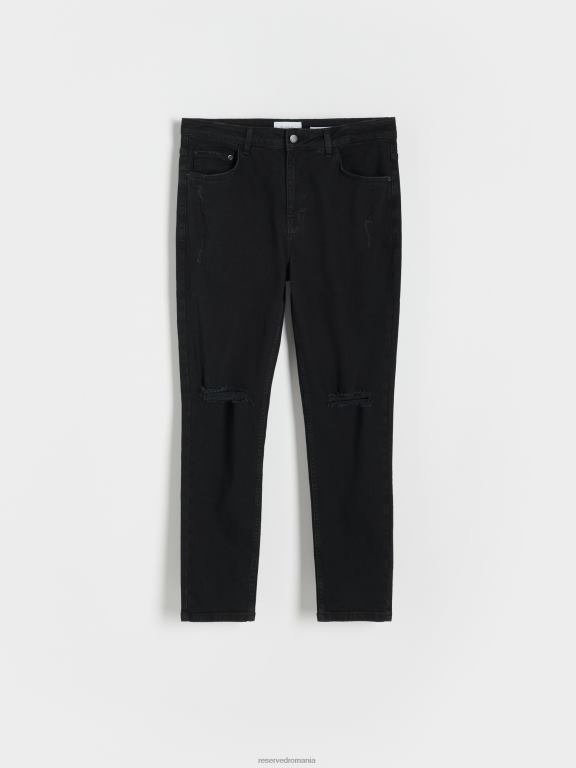 negru Reserved bărbați îmbrăcăminte blugi morcov slim 648HZ1574