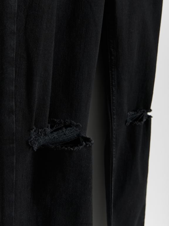 negru Reserved bărbați îmbrăcăminte blugi morcov slim 648HZ1574