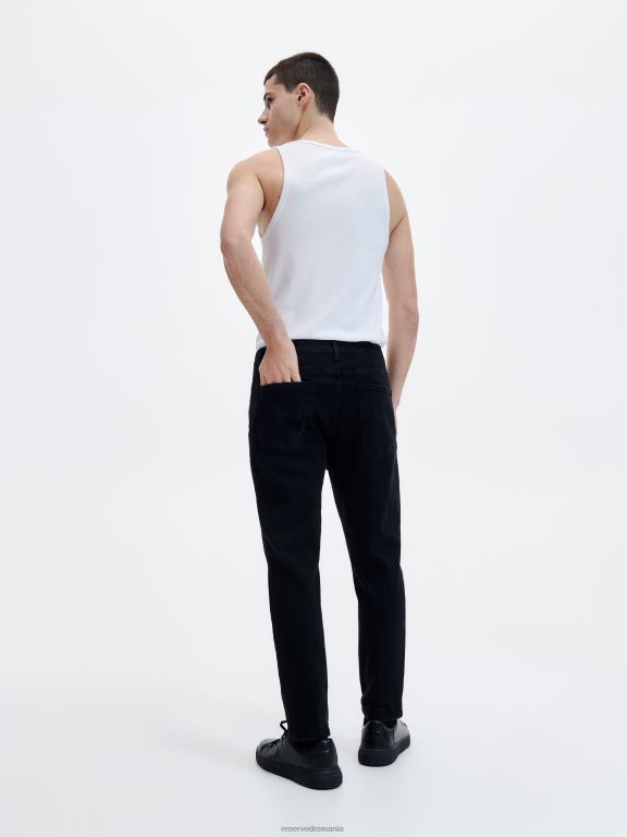 negru Reserved bărbați îmbrăcăminte blugi morcov slim 648HZ1574