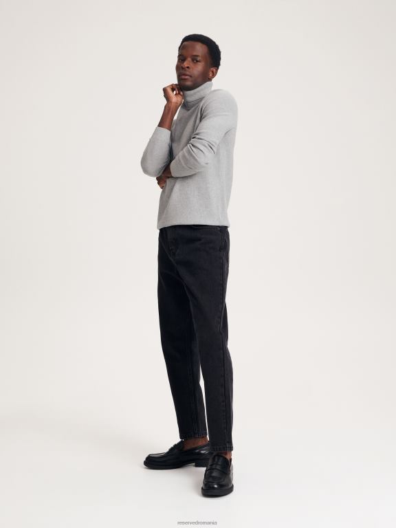 negru Reserved bărbați îmbrăcăminte blugi obișnuiți morcovi 648HZ1542