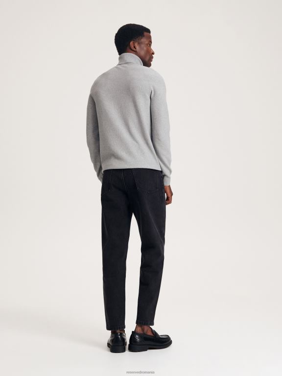 negru Reserved bărbați îmbrăcăminte blugi obișnuiți morcovi 648HZ1542