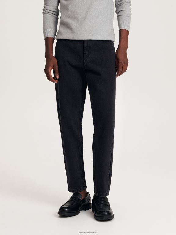 negru Reserved bărbați îmbrăcăminte blugi obișnuiți morcovi 648HZ1542