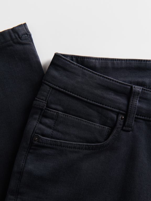 negru Reserved bărbați îmbrăcăminte blugi subțiri cu efect de spălare 648HZ1561