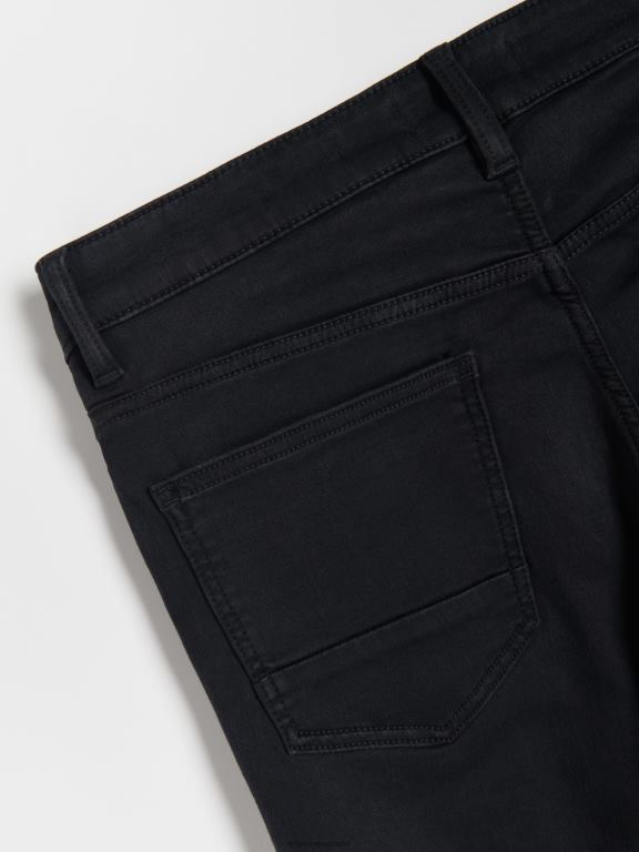 negru Reserved bărbați îmbrăcăminte blugi subțiri cu efect de spălare 648HZ1561