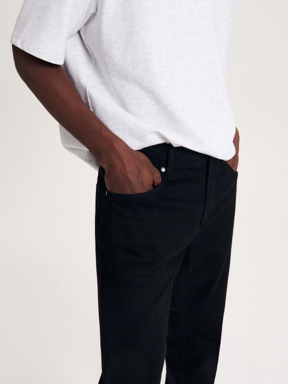 negru Reserved bărbați îmbrăcăminte blugi subțiri cu efect de spălare 648HZ1562