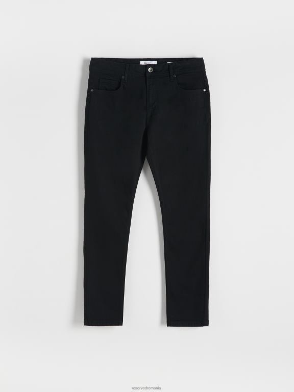 negru Reserved bărbați îmbrăcăminte blugi subțiri cu efect de spălare 648HZ1562