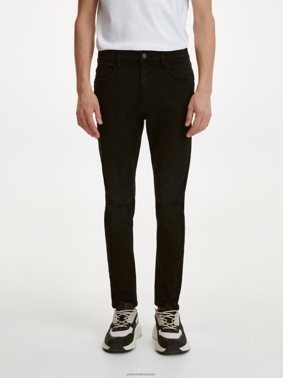 negru Reserved bărbați îmbrăcăminte blugi subțiri învechiți 648HZ1582