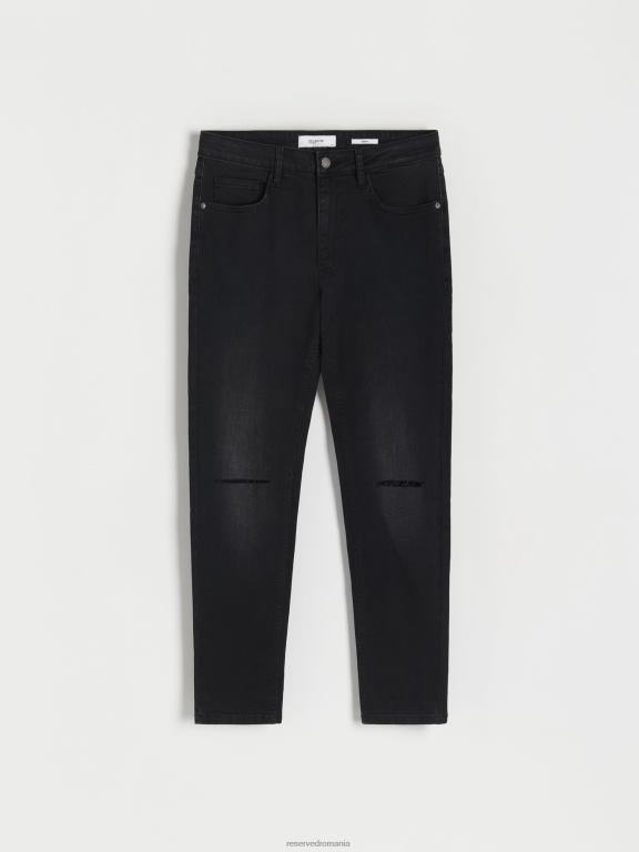 negru Reserved bărbați îmbrăcăminte blugi subțiri învechiți 648HZ1582