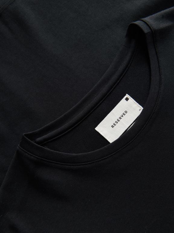 negru Reserved bărbați îmbrăcăminte bluză slim cu mânecă lungă 648HZ1222
