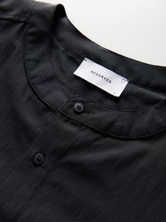 negru Reserved bărbați îmbrăcăminte cămașă cu guler ridicat 648HZ1382