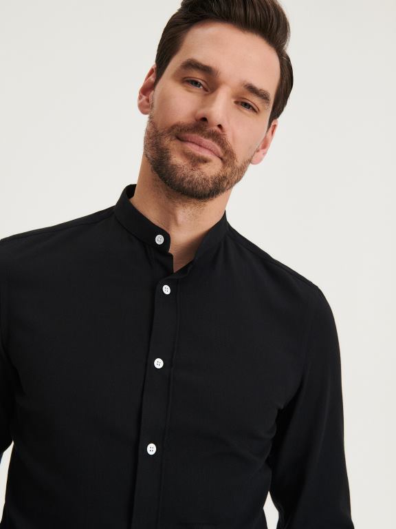 negru Reserved bărbați îmbrăcăminte cămașă din bumbac egiptean 648HZ1360