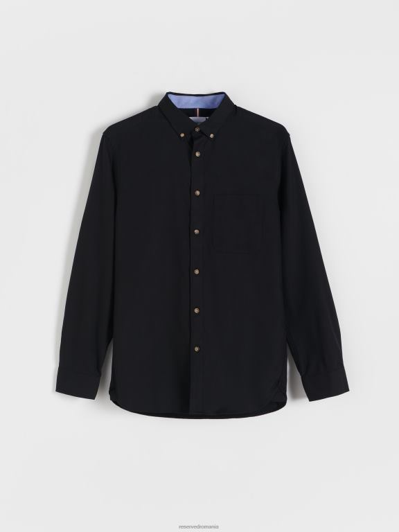 negru Reserved bărbați îmbrăcăminte cămașă simplă cu potrivire normală 648HZ1363