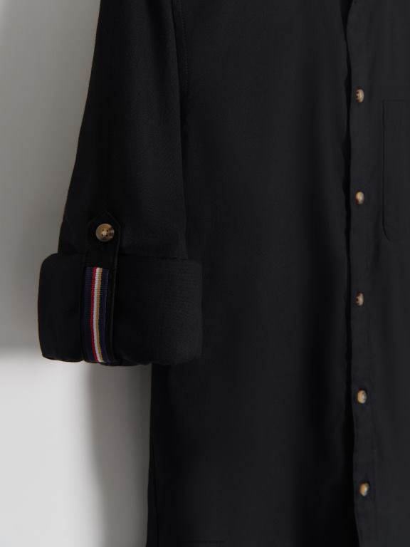 negru Reserved bărbați îmbrăcăminte cămașă simplă cu potrivire normală 648HZ1363