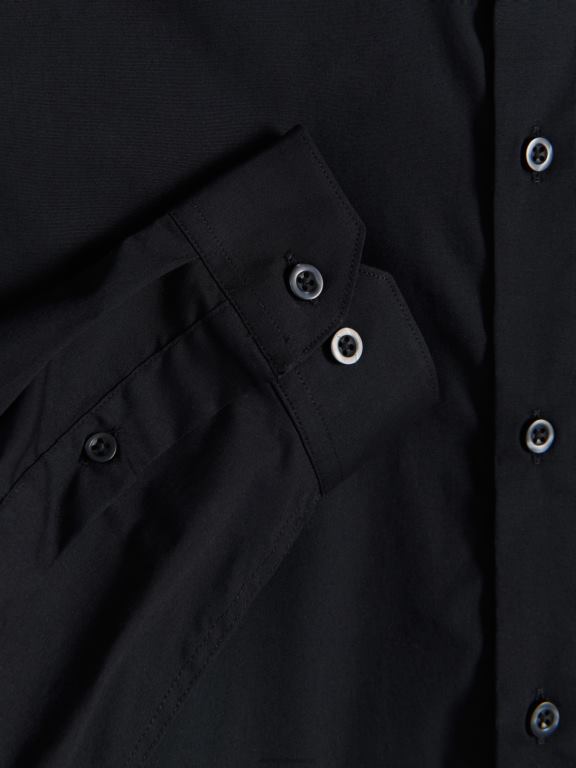 negru Reserved bărbați îmbrăcăminte cămașă slim fit din bumbac bogat 648HZ1405