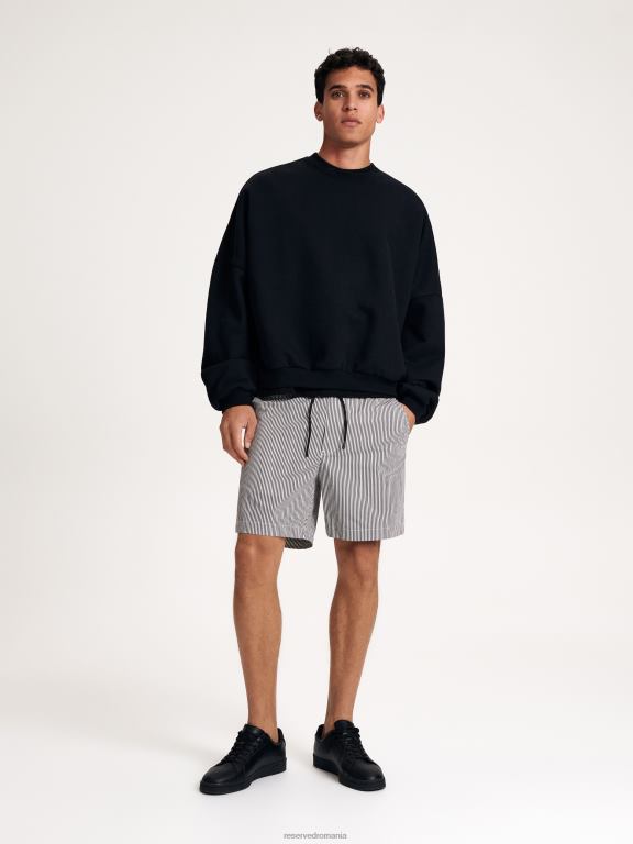 negru Reserved bărbați îmbrăcăminte hanorac supradimensionat simplu 648HZ1597