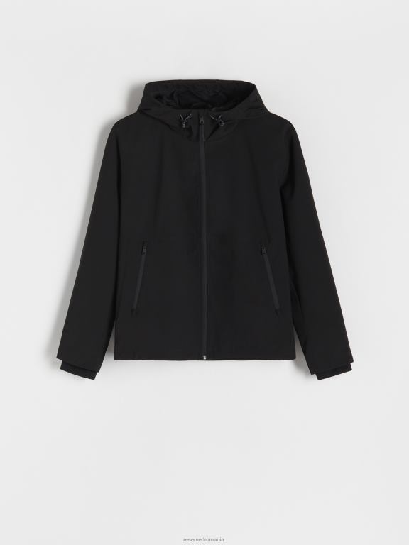 negru Reserved bărbați îmbrăcăminte jacheta cu gluga 648HZ1627