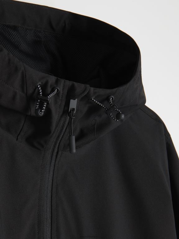 negru Reserved bărbați îmbrăcăminte jacheta cu gluga 648HZ1627