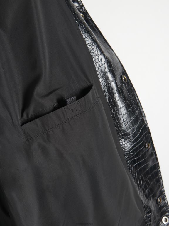negru Reserved bărbați îmbrăcăminte jachetă bomber din imitație de piele 648HZ1638