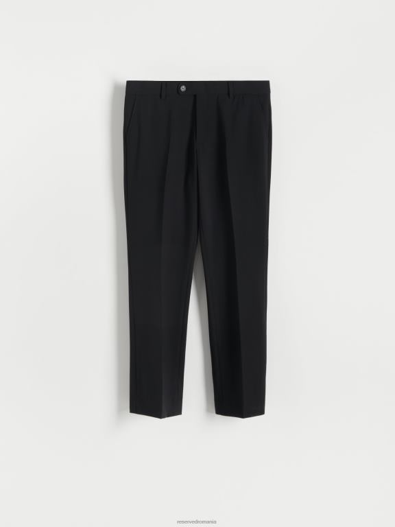 negru Reserved bărbați îmbrăcăminte pantaloni chino slim cu pliu presat 648HZ1506