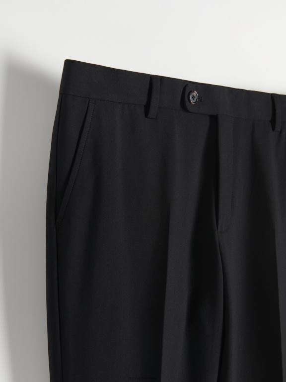 negru Reserved bărbați îmbrăcăminte pantaloni chino slim cu pliu presat 648HZ1506