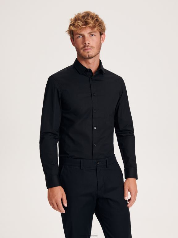 negru Reserved bărbați îmbrăcăminte pantaloni chino slim fit 648HZ1085
