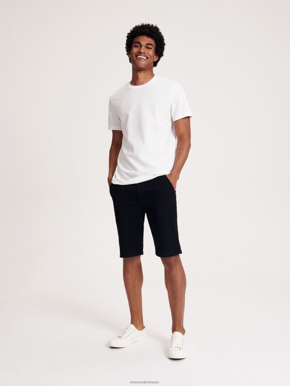 negru Reserved bărbați îmbrăcăminte pantaloni scurți chino din denim 648HZ1427