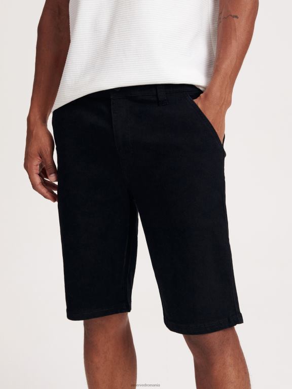 negru Reserved bărbați îmbrăcăminte pantaloni scurți chino din denim 648HZ1427