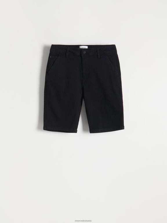 negru Reserved bărbați îmbrăcăminte pantaloni scurți chino din denim 648HZ1427