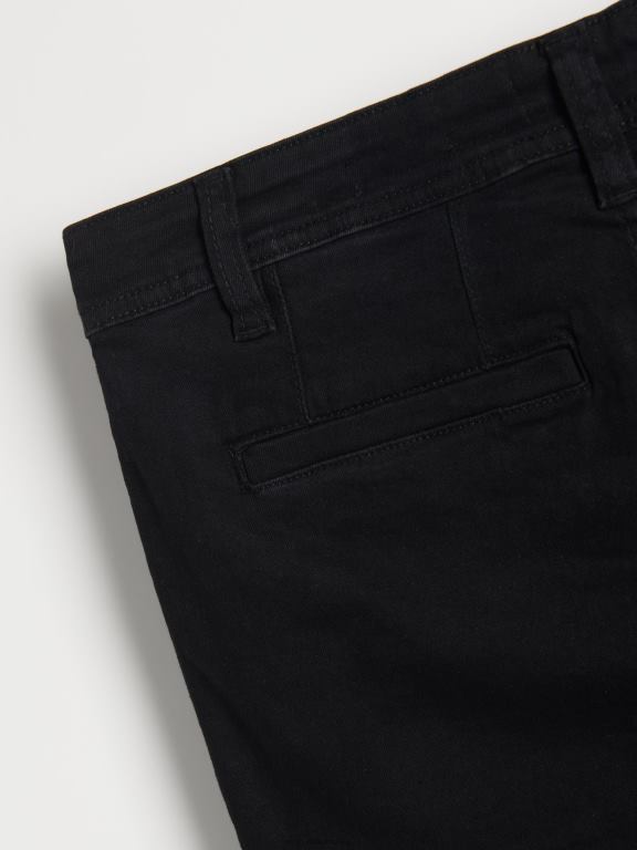 negru Reserved bărbați îmbrăcăminte pantaloni scurți chino din denim 648HZ1427