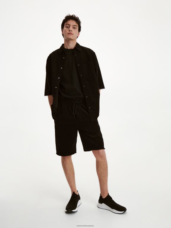 negru Reserved bărbați îmbrăcăminte pantaloni scurți de jogger largi 648HZ1428