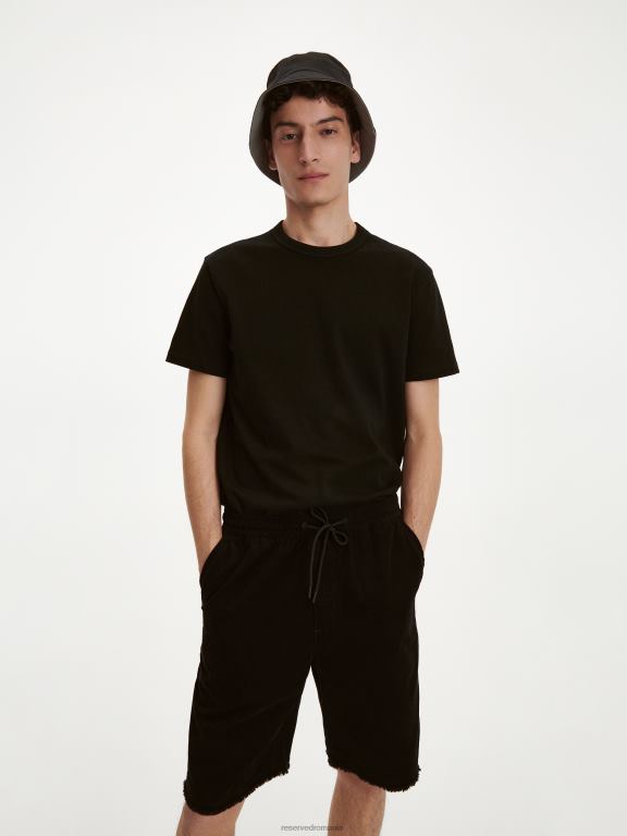 negru Reserved bărbați îmbrăcăminte pantaloni scurți de jogger largi 648HZ1428