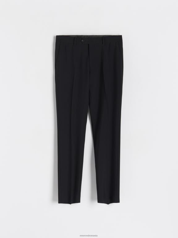 negru Reserved bărbați îmbrăcăminte pantaloni slim cu pliu presat 648HZ1118