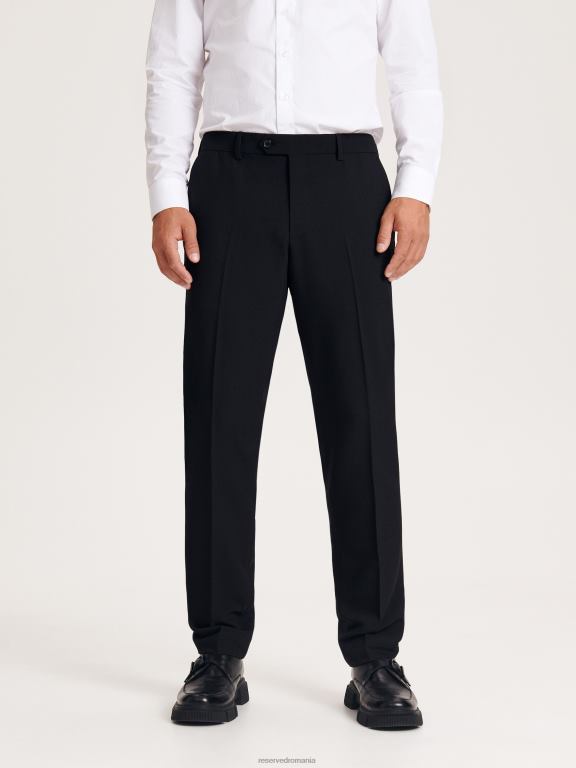 negru Reserved bărbați îmbrăcăminte pantaloni slim cu pliu presat 648HZ1118