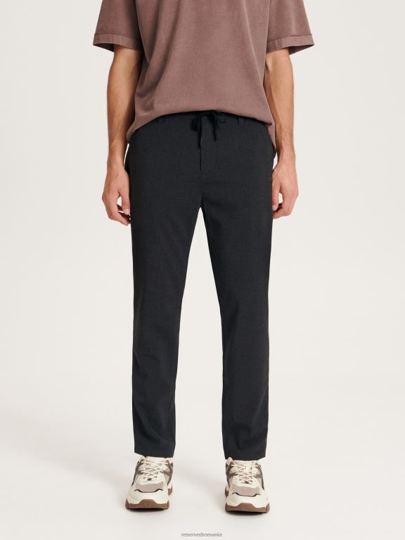 negru Reserved bărbați îmbrăcăminte pantaloni slim morcov 648HZ1484