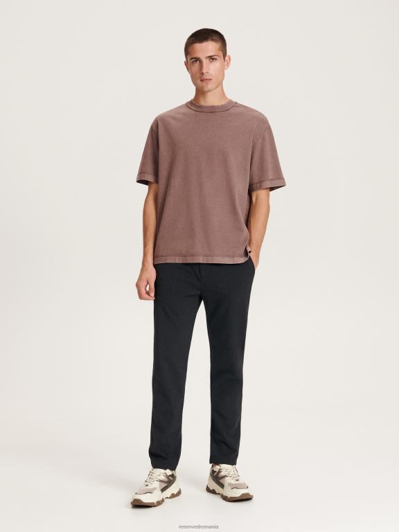 negru Reserved bărbați îmbrăcăminte pantaloni slim morcov 648HZ1484