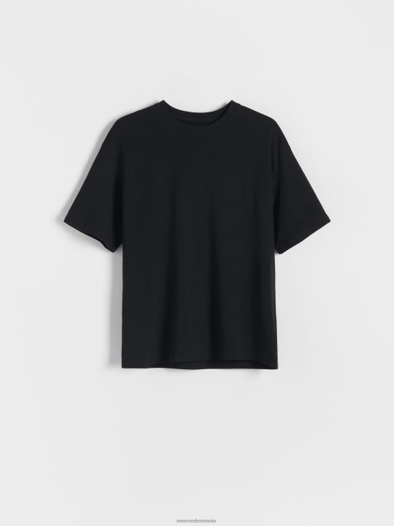 negru Reserved bărbați îmbrăcăminte tricou boxy 648HZ1190