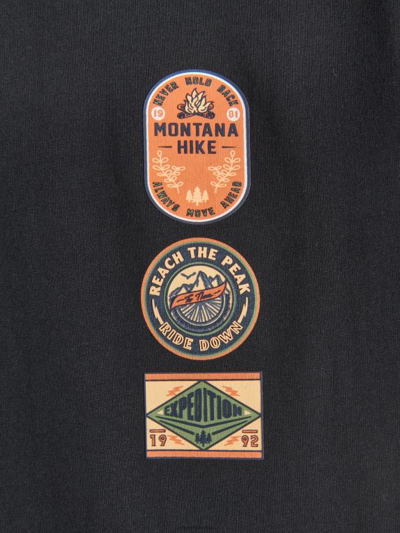 negru Reserved bărbați îmbrăcăminte tricou confortabil cu imprimeu regulat 648HZ1177