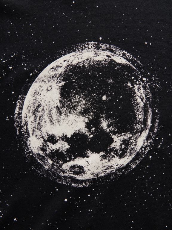 negru Reserved bărbați îmbrăcăminte tricou confortabil cu imprimeu regulat 648HZ1198