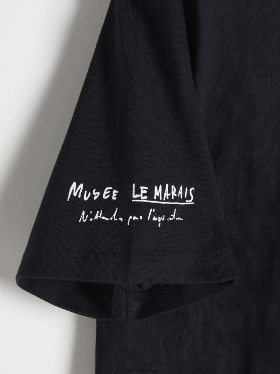 negru Reserved bărbați îmbrăcăminte tricou confortabil cu imprimeu regulat 648HZ1200