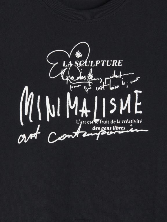 negru Reserved bărbați îmbrăcăminte tricou confortabil cu imprimeu regulat 648HZ1200