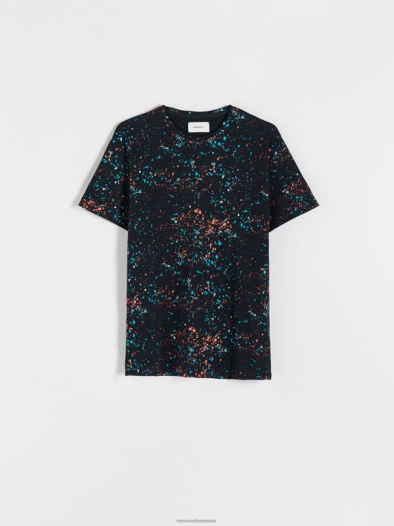 negru Reserved bărbați îmbrăcăminte tricou cu potrivire regulată în stil nou 648HZ1166