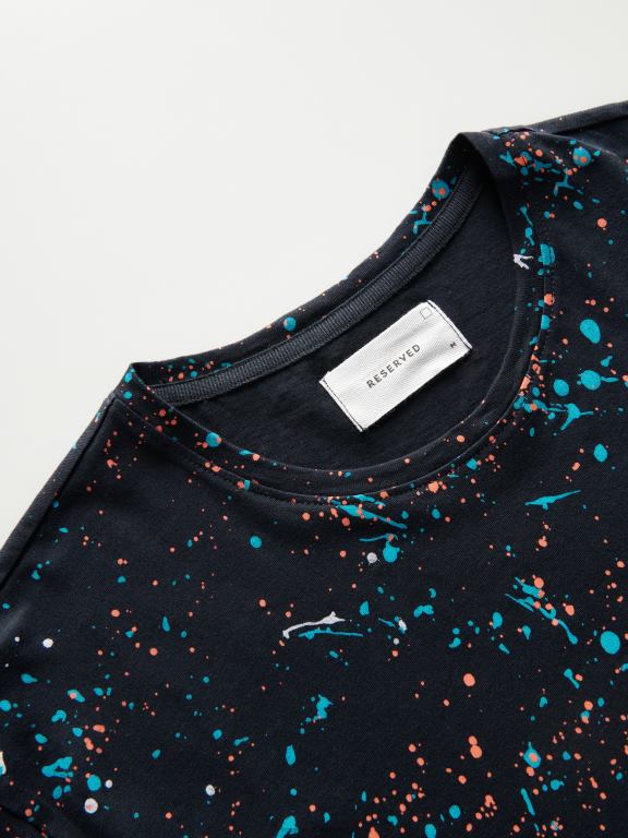 negru Reserved bărbați îmbrăcăminte tricou cu potrivire regulată în stil nou 648HZ1166